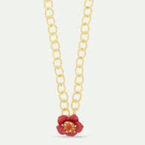 Les Nereides Red hellebore flower pendant necklace